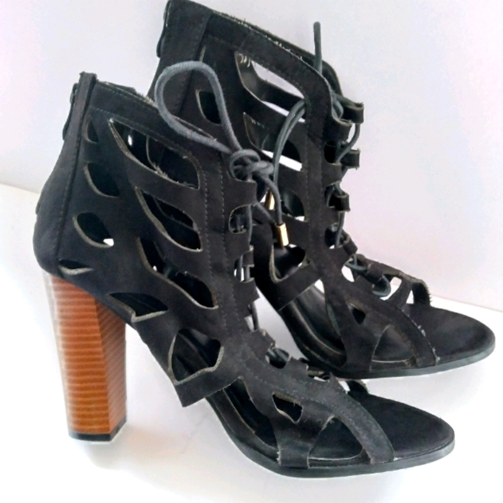 Black suede heels